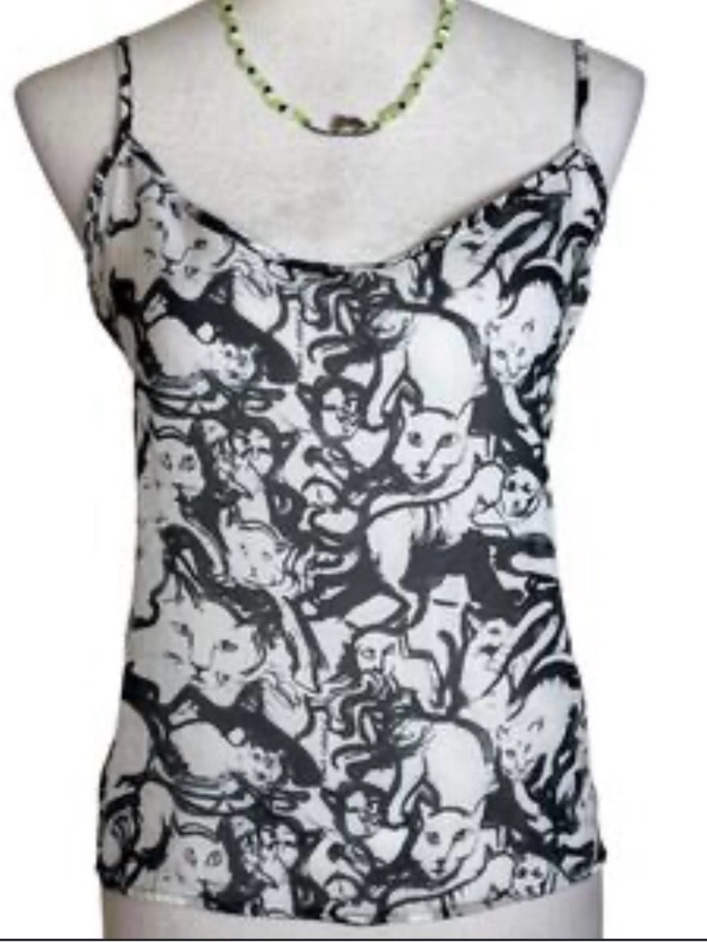 CUTE American Apparel Cat Cropped Camisole Black White SMALL